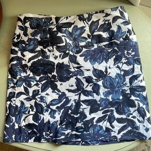 Blue and White Pencil Mini Skirt for Casual Resort Wear